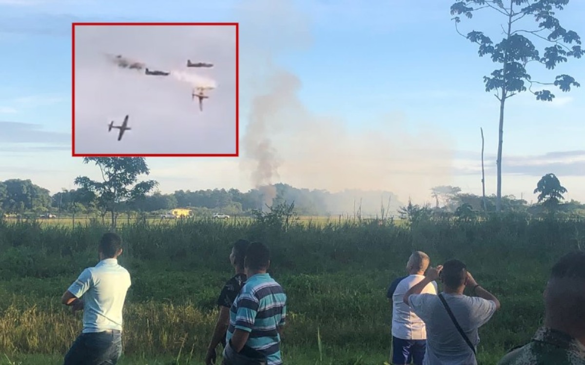 Videos | Chocan dos aviones del Ejército de Colombia en un entrenamiento; muere un soldado