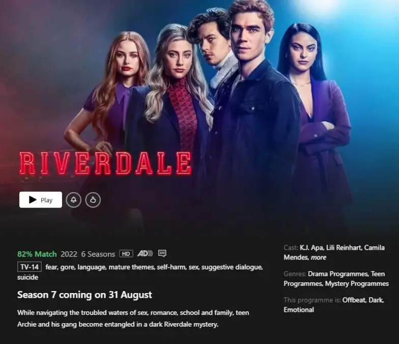 riverdale temporada 7 netflix fecha de lanzamiento en la aplicación