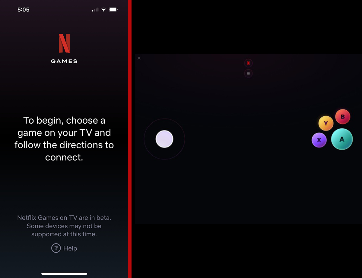 capturas de pantalla del controlador de juegos de Netflix