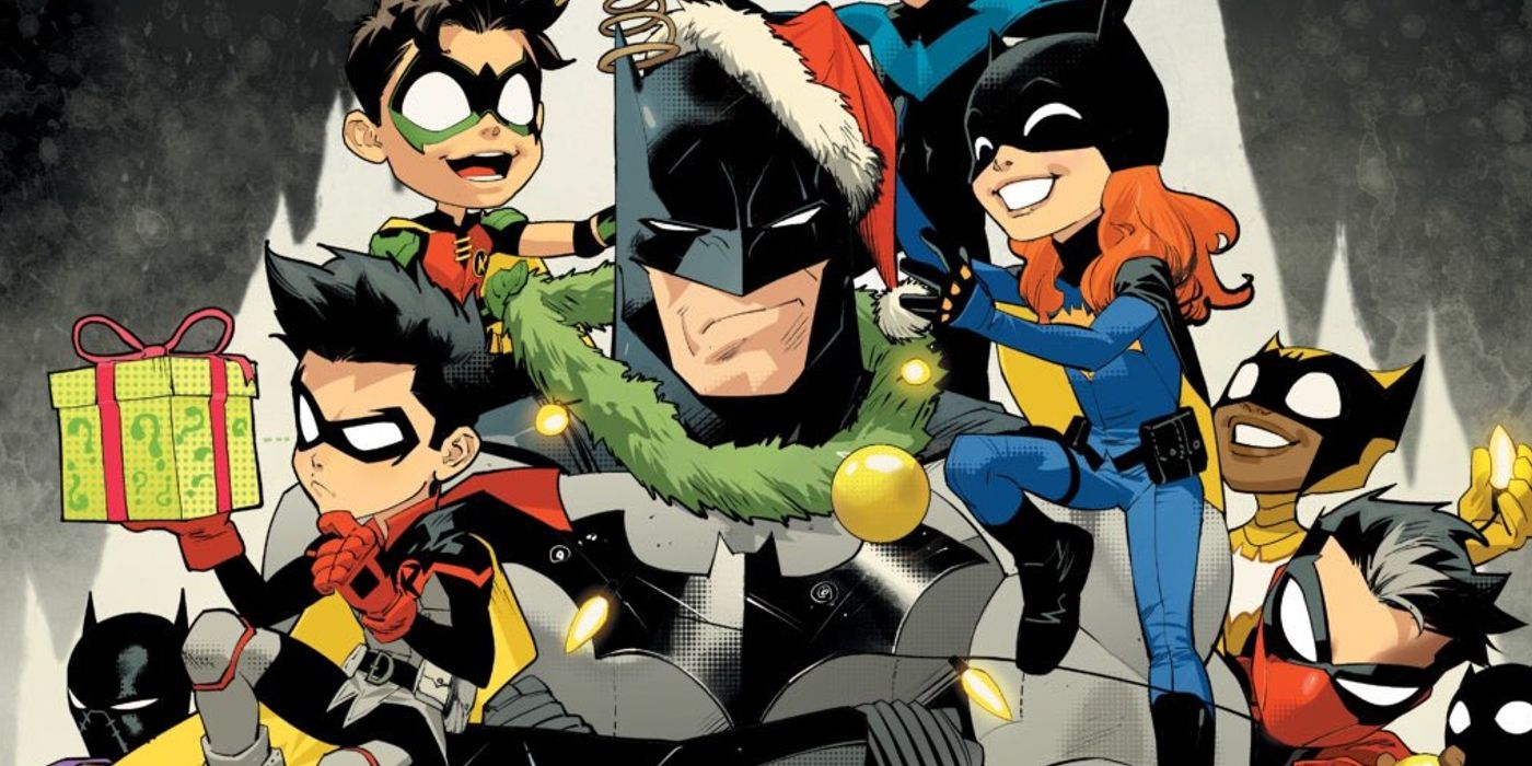 Batman se convierte en el adorable árbol de Navidad de la batifamilia en el arte oficial