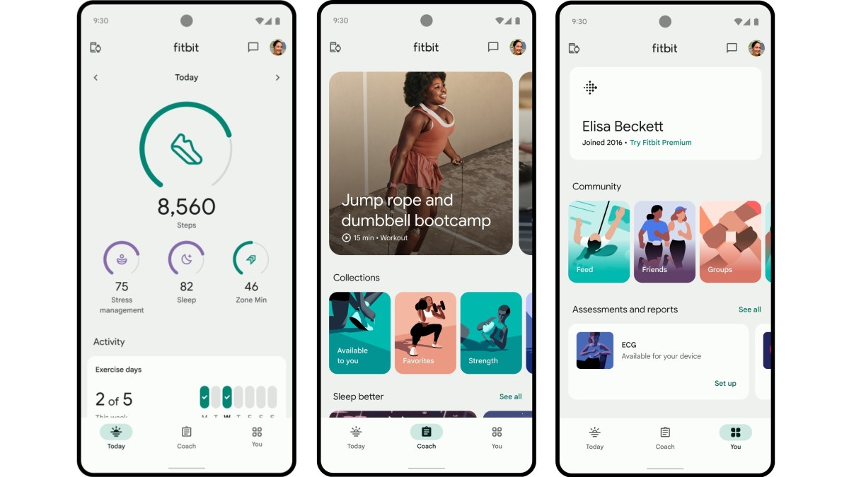 Fitbit está renovando su aplicación con un diseño de tres pestañas