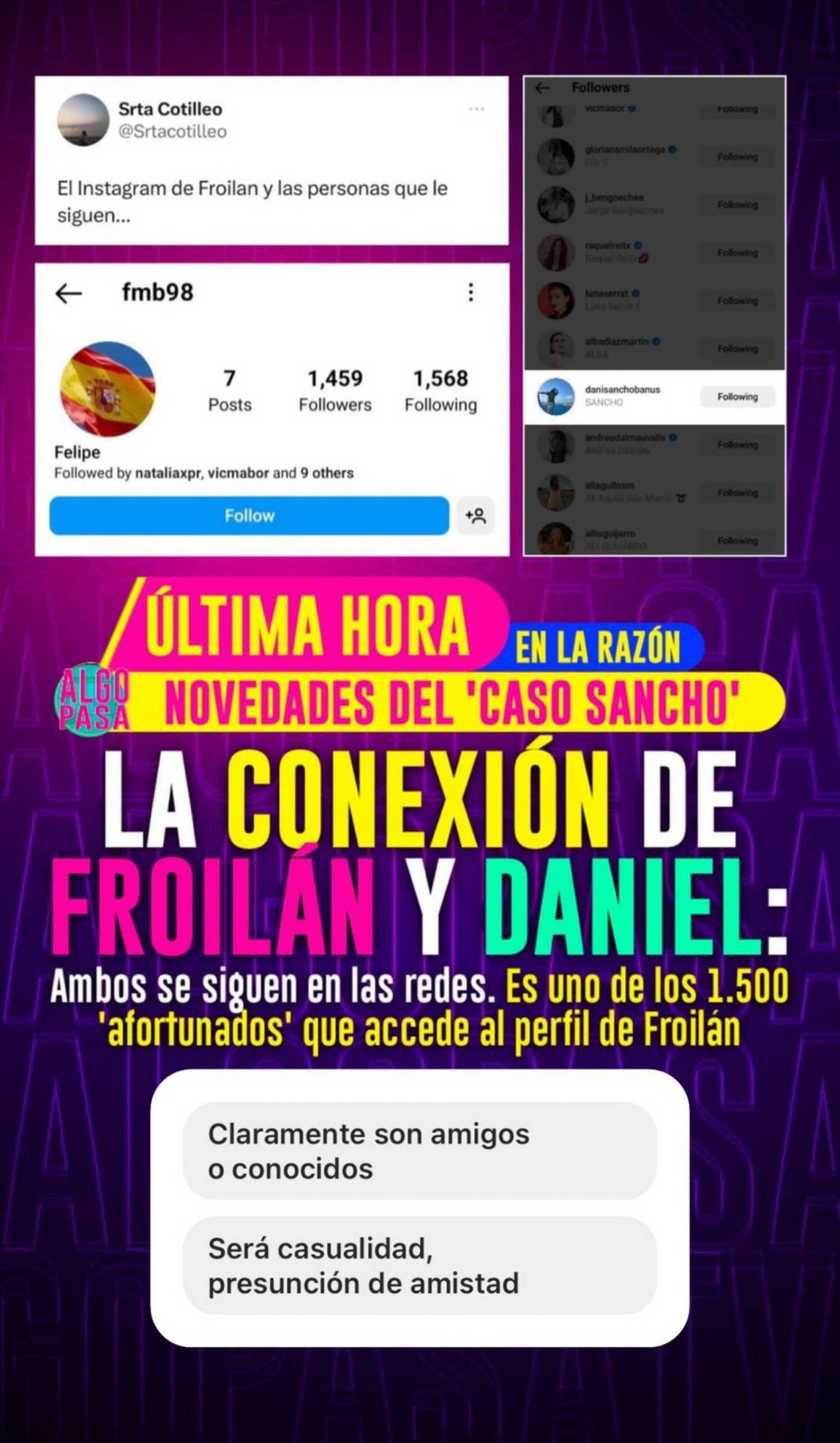Stories de Instagram de 'Algo Pasa TV' sobre el caso de Daniel Sancho / Instagram