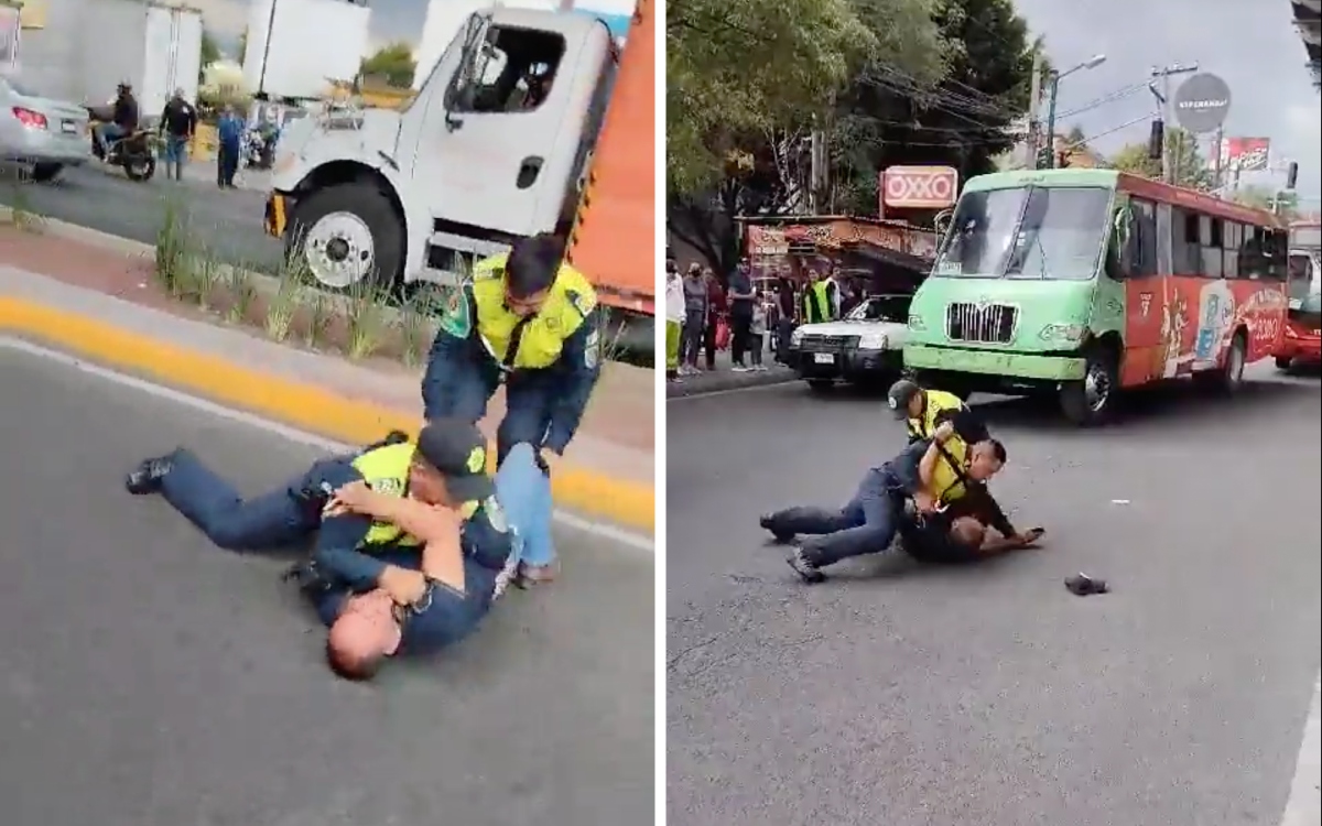 Microbusero golpea a policías que pidieron que no estorbara paso peatonal | Video