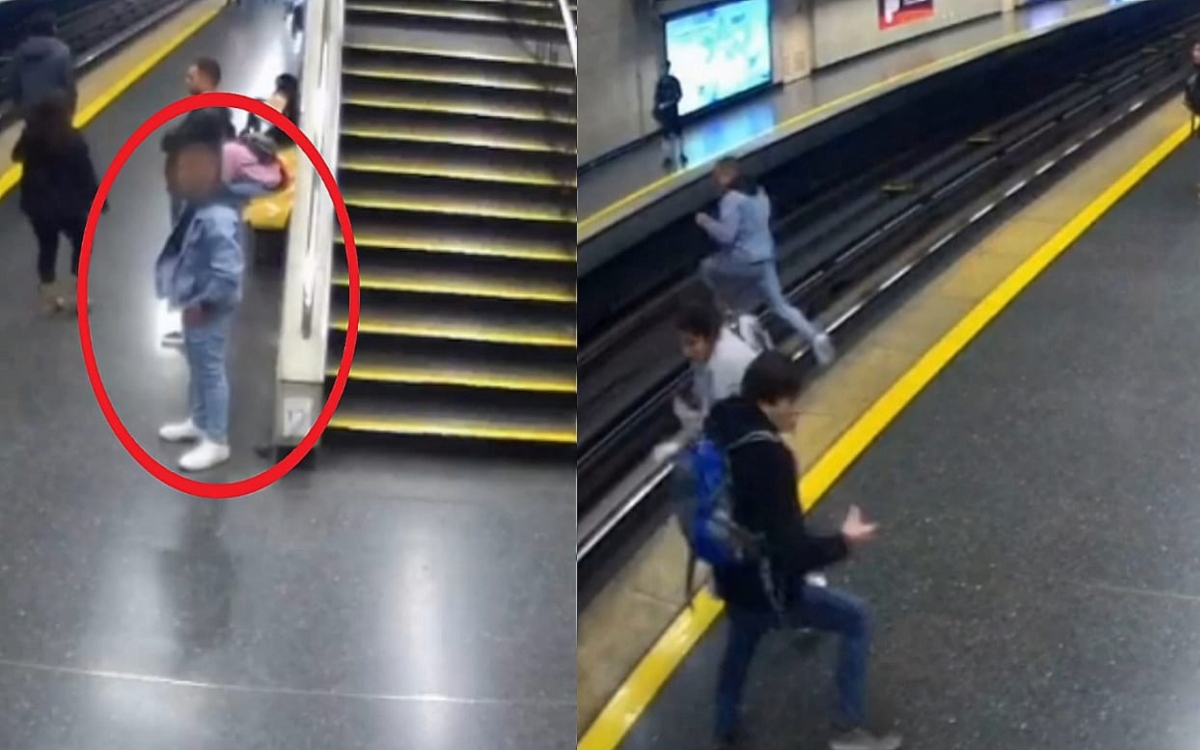 Video | Hombre se avienta a las vías del Metro en Chile