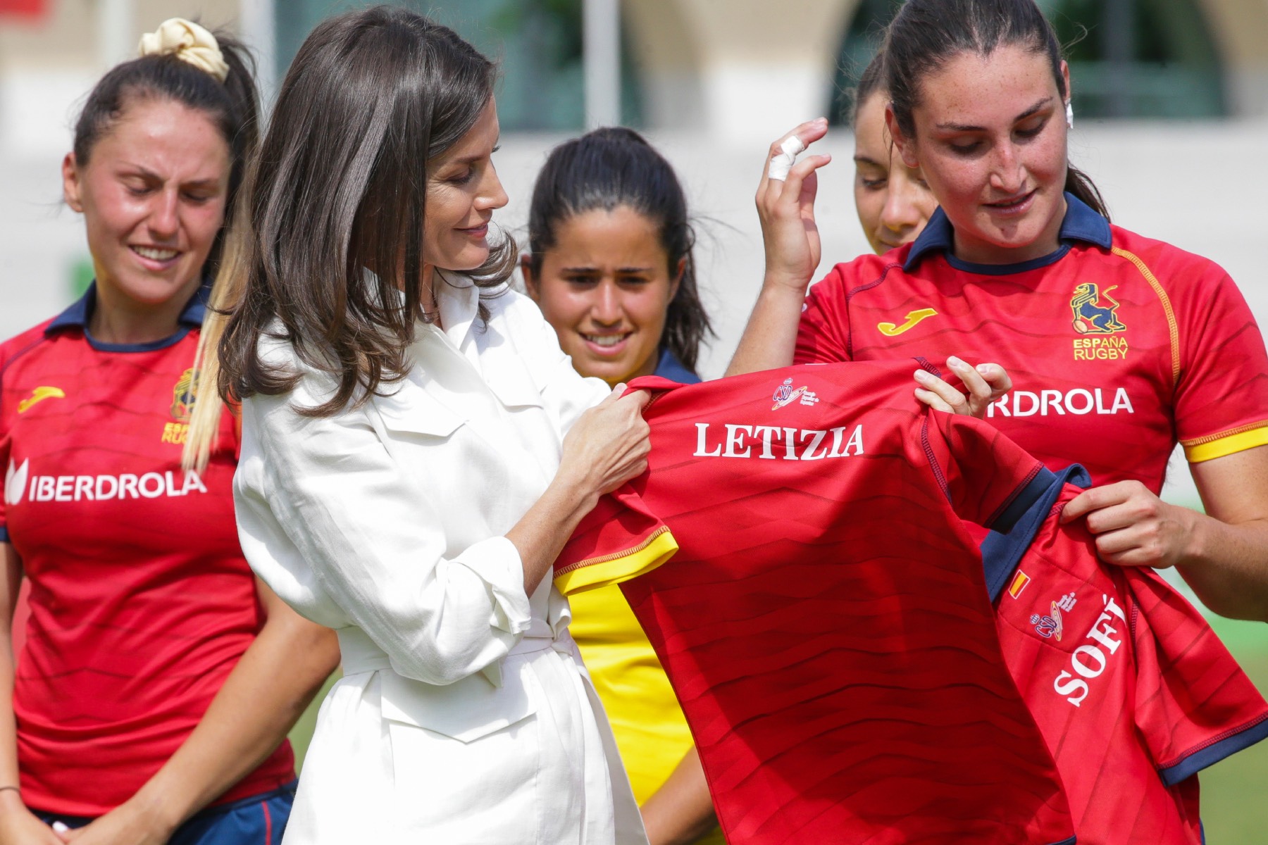 Letizia visitando el entrenamiento de la Selección Nacional de Rugby en Madrid. 2019/ Gtres