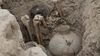 Hallan en Perú una tumba de más de 1,000 años con un personaje sentado