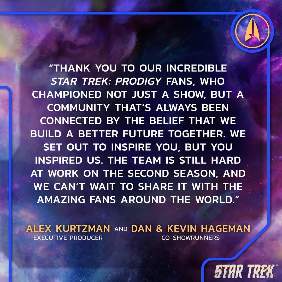 Declaración de Star Trek Prodigy sobre el resurgimiento
