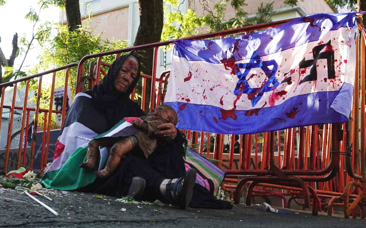 ‘Alto al genocidio en Palestina’, protestan en la embajada de Israel en México