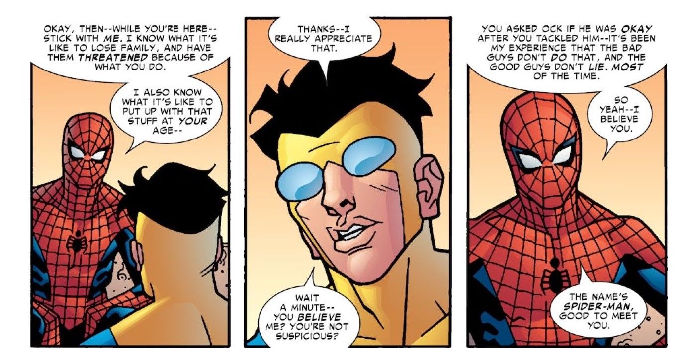 paneles de Marvel Team-Up #14, Invencible se encuentra con Spider-Man