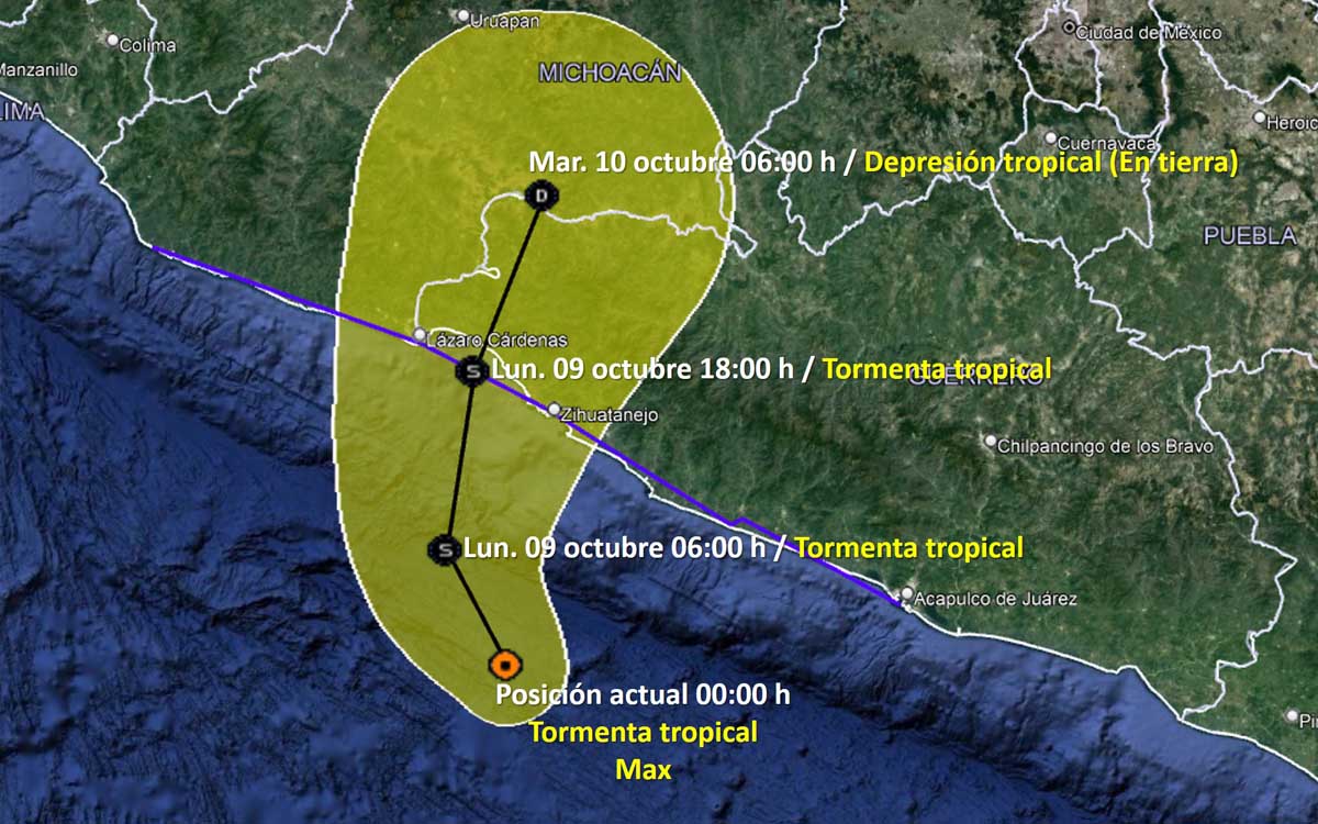 La depresión 'Dieciséis-E' se intensifica a tormenta tropical 'Max' en el Pacífico