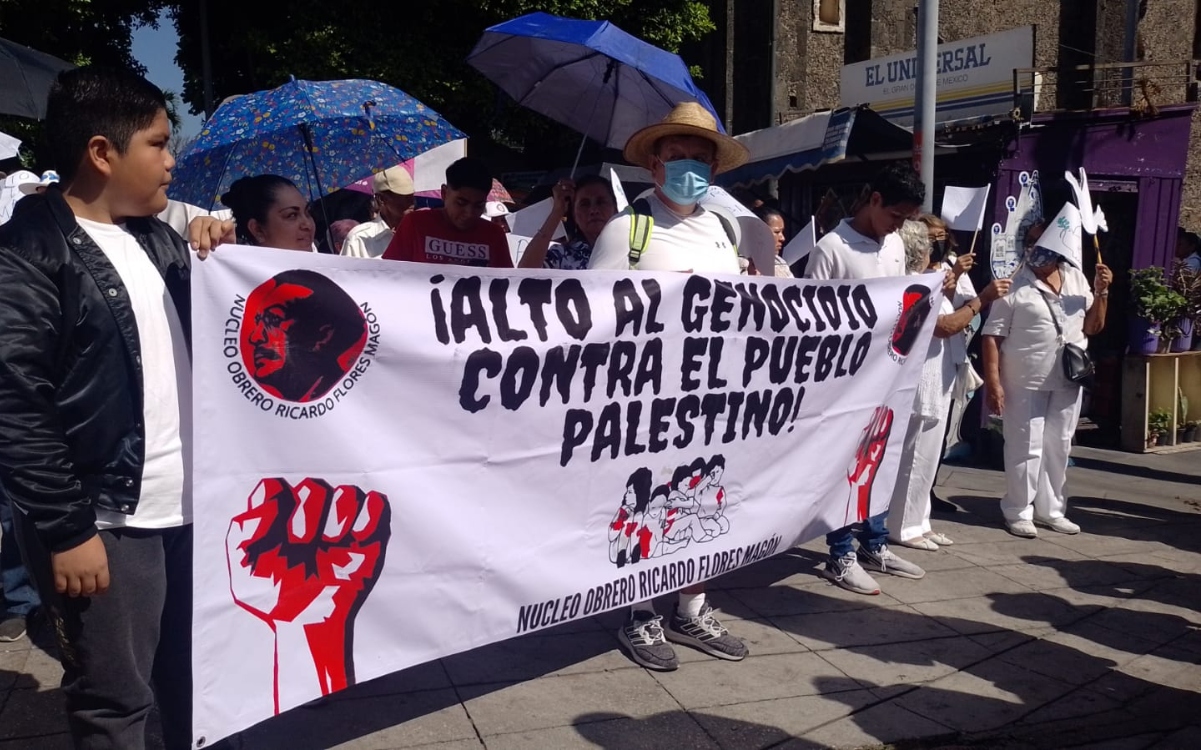 Protestan en Morelos por paz en Palestina y alto el fuego en Israel