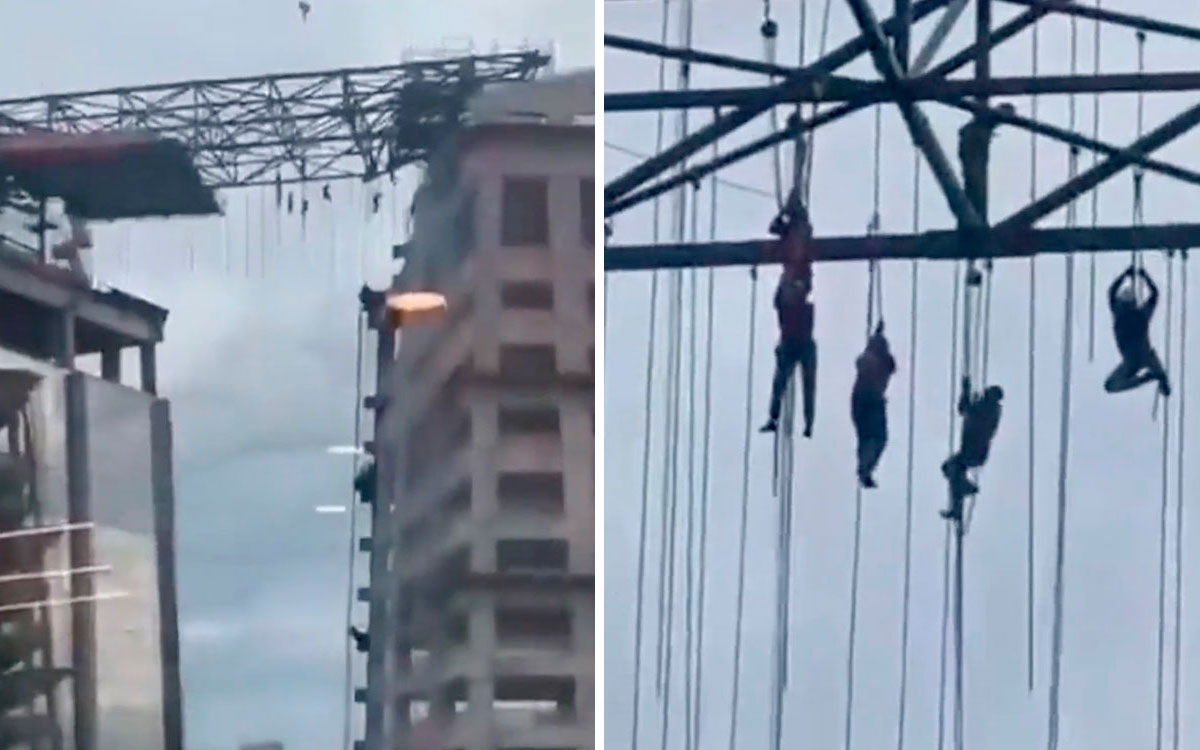 Tragedia en Sao Paulo: Obreros cuelgan a 140 m de altura | Video