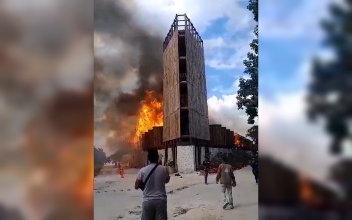 Video | Incendio en proyecto federal Parque Jaguar en Tulum