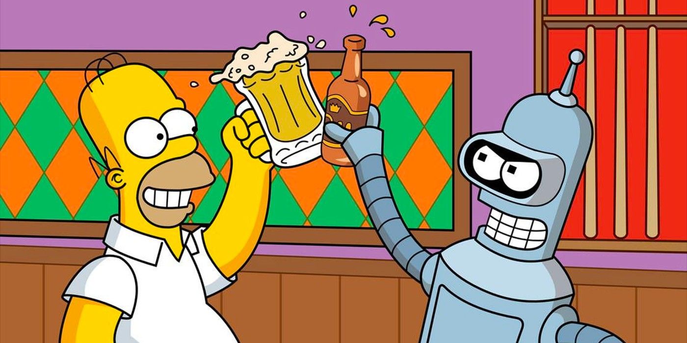 Homer Simpson y Bender se mezclan en un solo borracho en un arte extraño