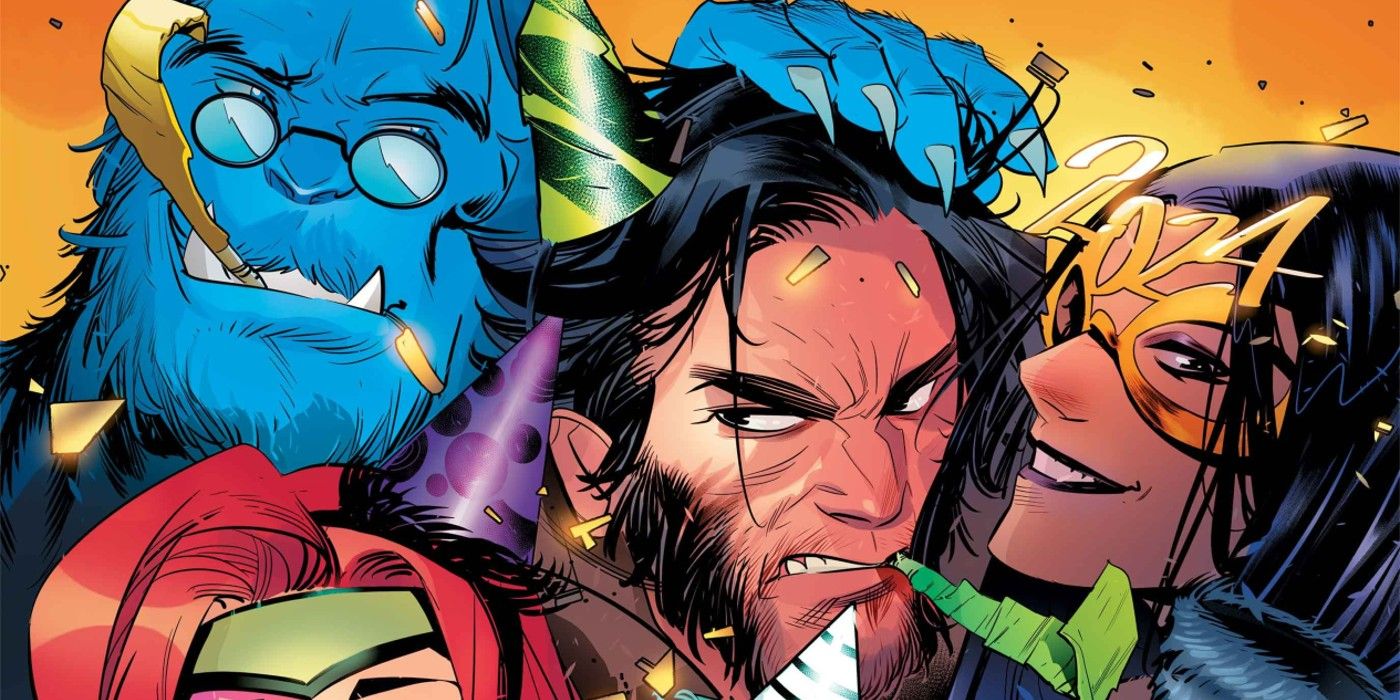 Los héroes de X-Men y los Vengadores festejan y cierran los labios en el arte de Nochevieja de 2024