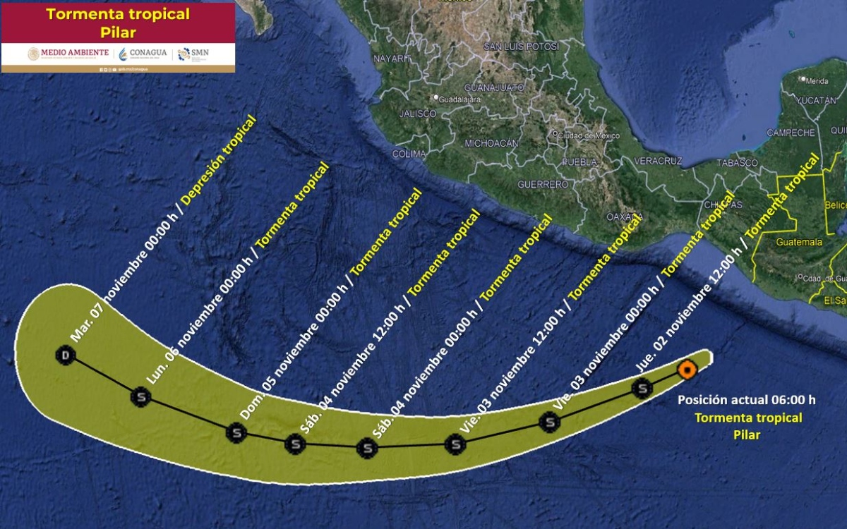Tormenta tropical Pilar se cruza con frente frío, ocasionando lluvias intensas en el sur de México