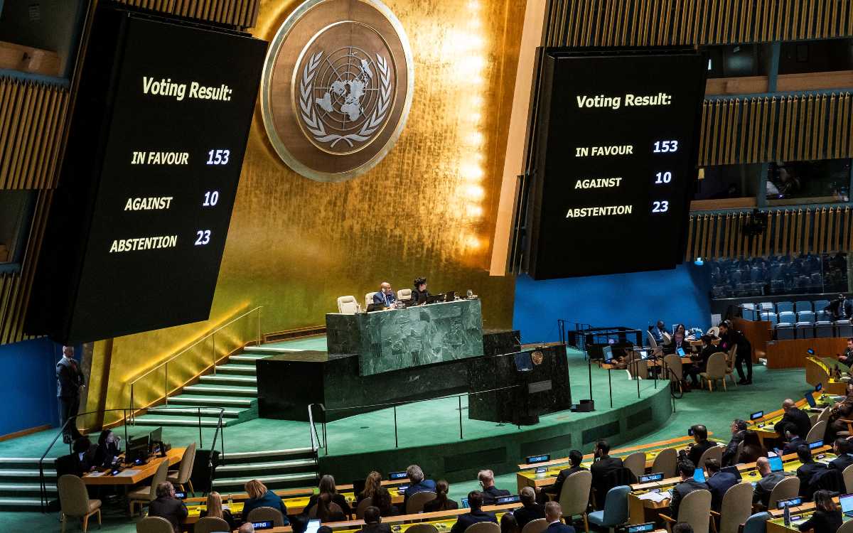 Asamblea de la ONU apoya alto al fuego en Gaza: 153 a favor, 10 en contra