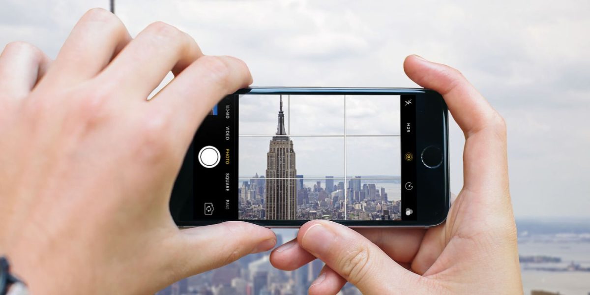 A camera grid used on an iPhone