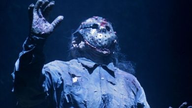 Kane Hodder as Jason Voorhees Looks Up in Jason Goes to Hell The Final Friday
