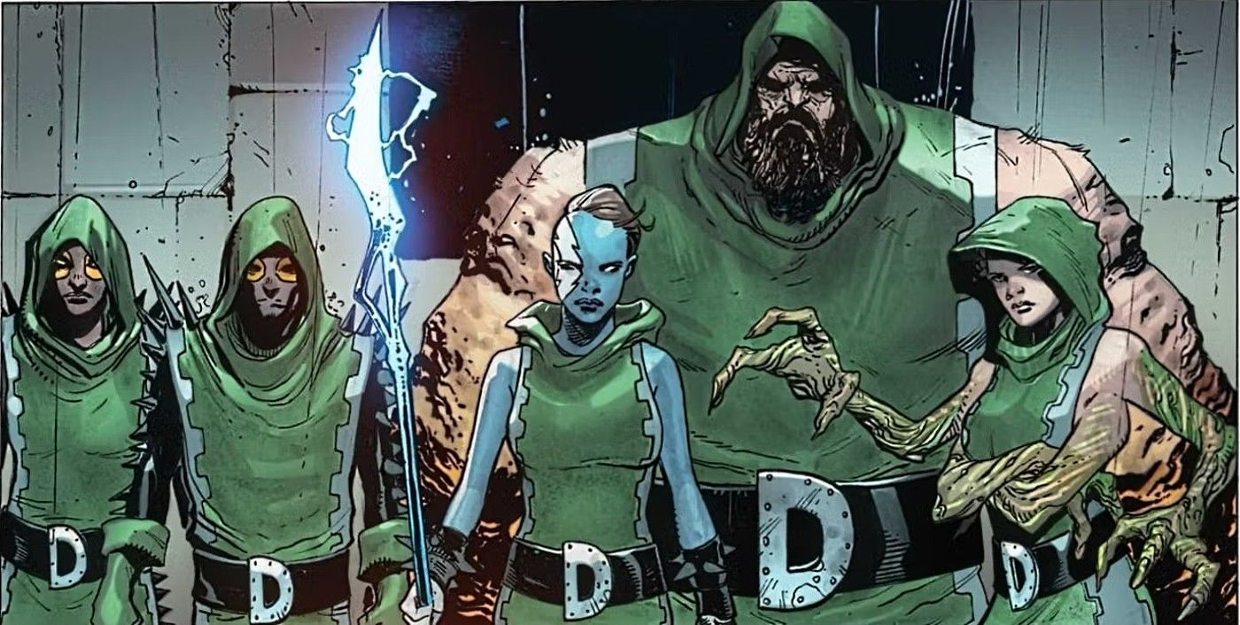 panel de X-Men #29, con los miembros de la legión mutante latveriana del Doctor Doom