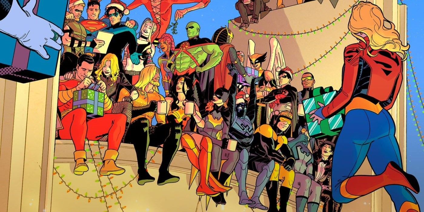 La Liga de la Justicia se une en el arte God-Tier de Bruno Redondo para la tarjeta navideña oficial de DC