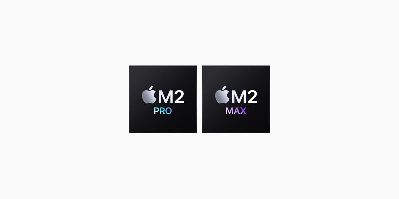 Foto de los chips Apple M2 Pro y M2 Max sobre un fondo blanco.