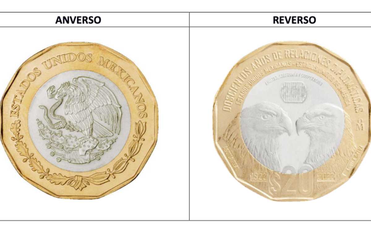 Nueva moneda de 20 pesos conmemora vínculo México-Estados Unidos