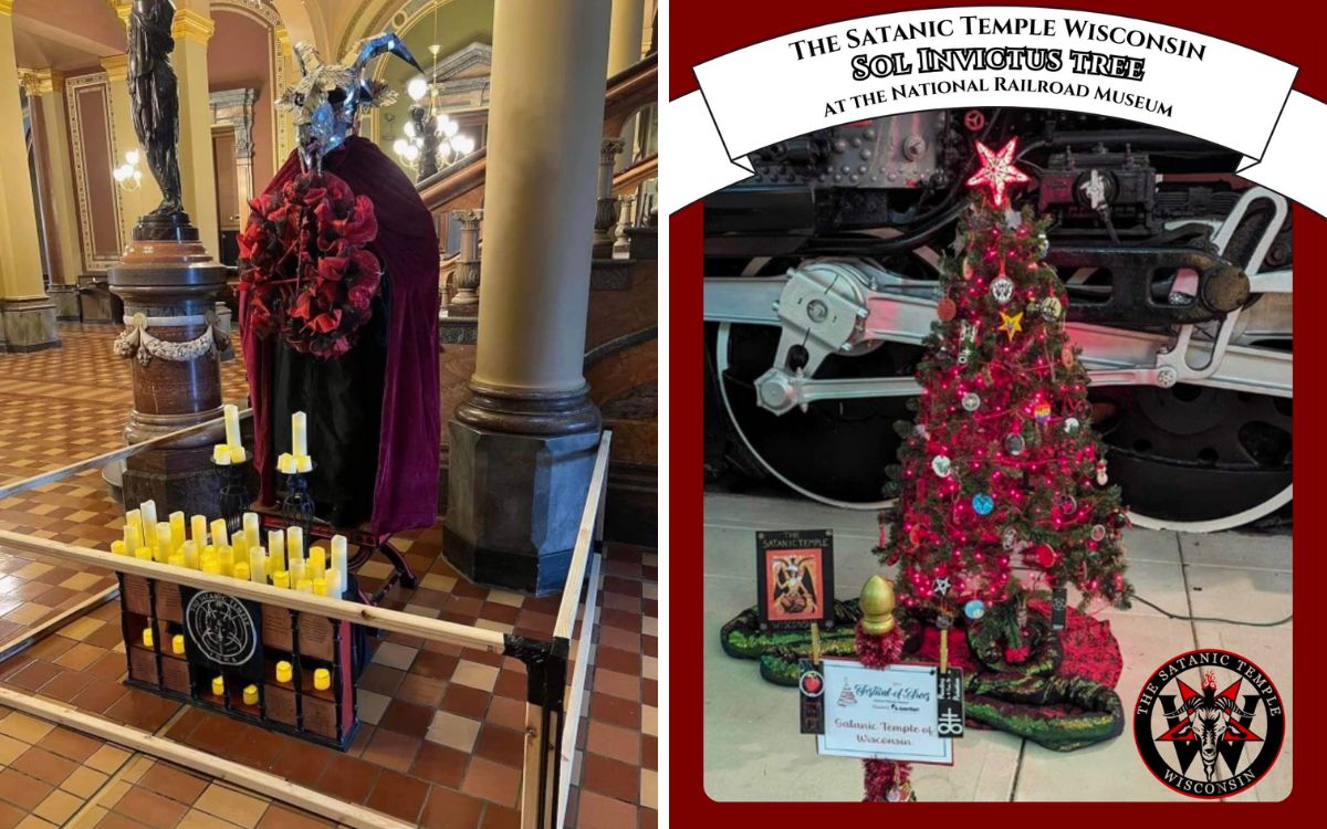 Templo Satánico coloca adornos navideños en Capitolio de Iowa y museo
