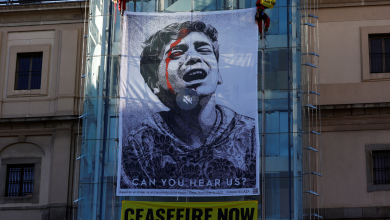 Activistas escalan Museo Reina Sofía de Madrid para pedir alto a guerra en Gaza | Video