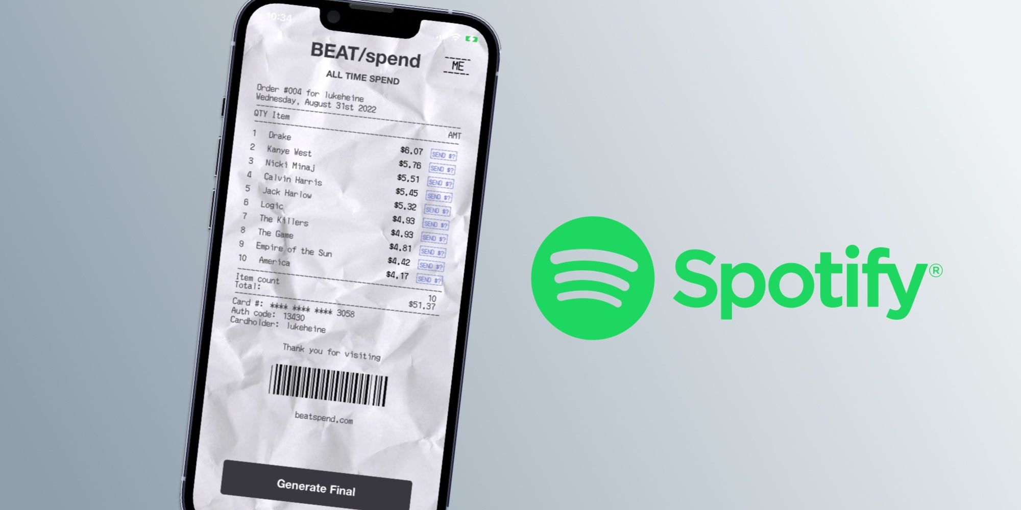 Beatspend para Spotify: cómo obtener un recibo de tus artistas favoritos