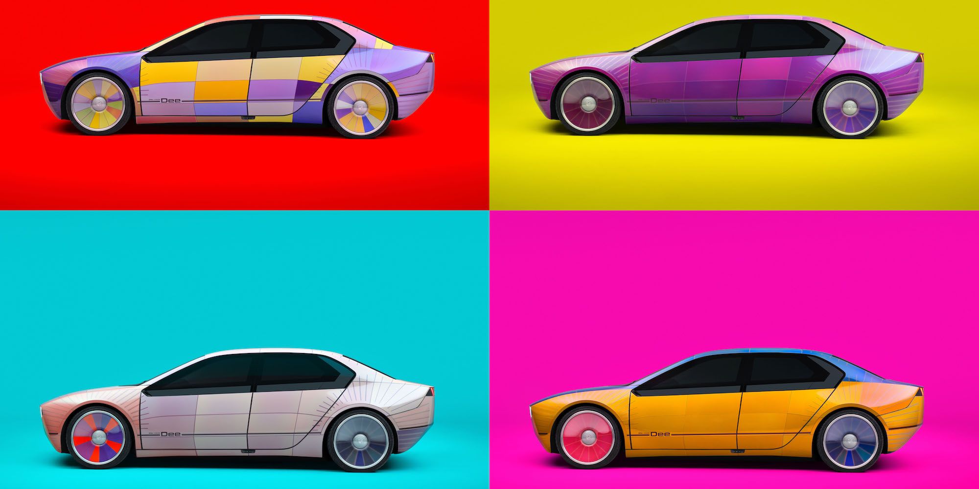 El i Vision Dee de BMW es un sedán eléctrico inspirado en el metaverso que cambia de color