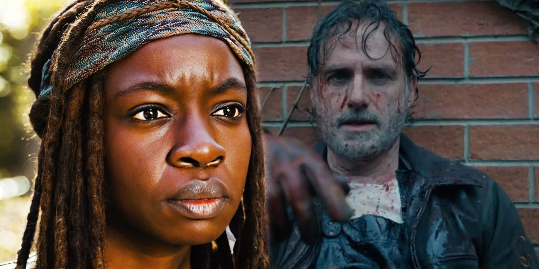 Michonne examina una pista de Rick Grimes en Walking Dead: Ones Who Live Promo