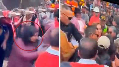 Mujer 'zarandea' a la presidenta Dina Boluarte en Ayacucho | Video