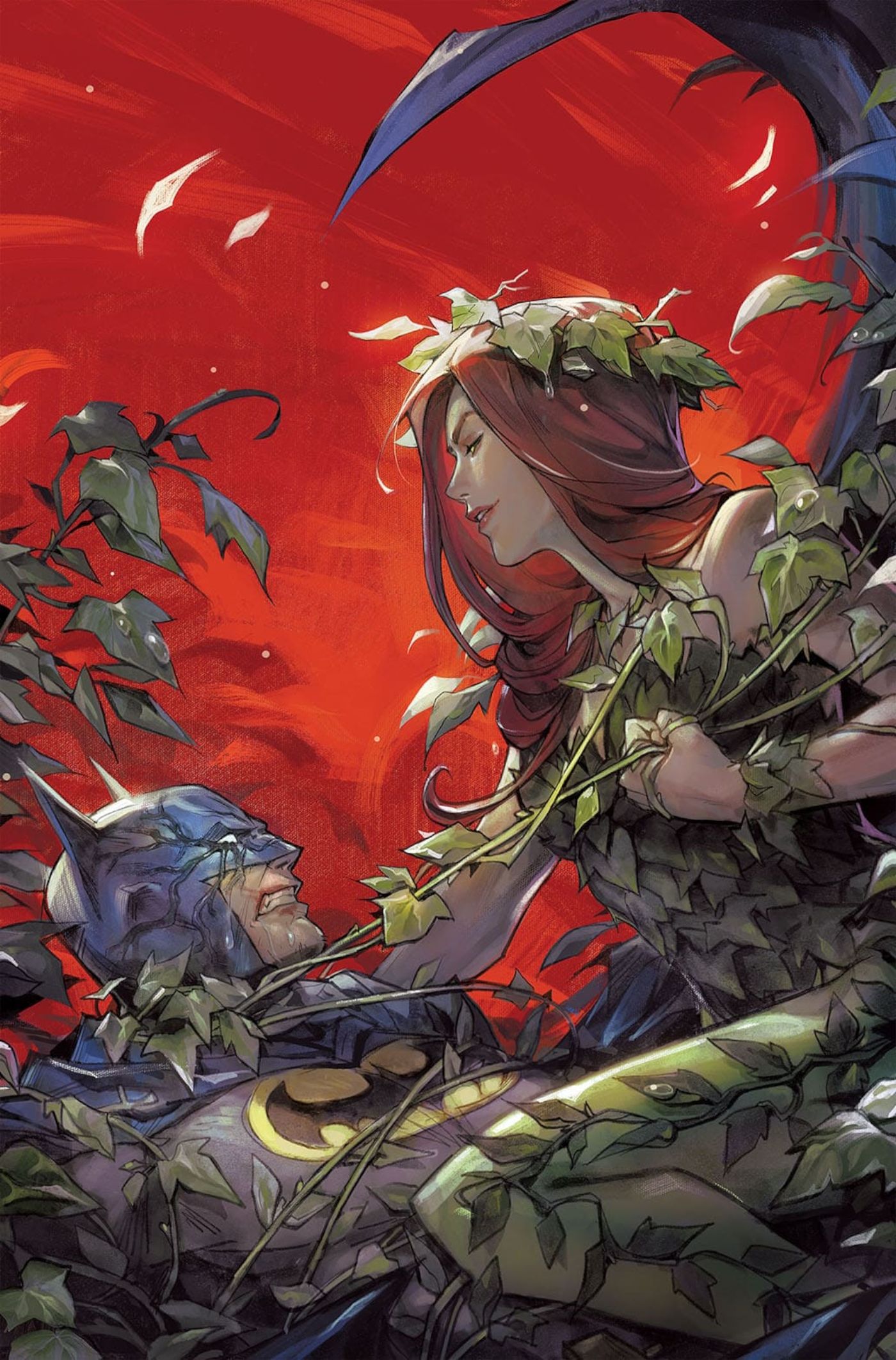 Poison Ivy #21, portada principal de Fong, Poison Ivy y Batman enzarzados en batalla