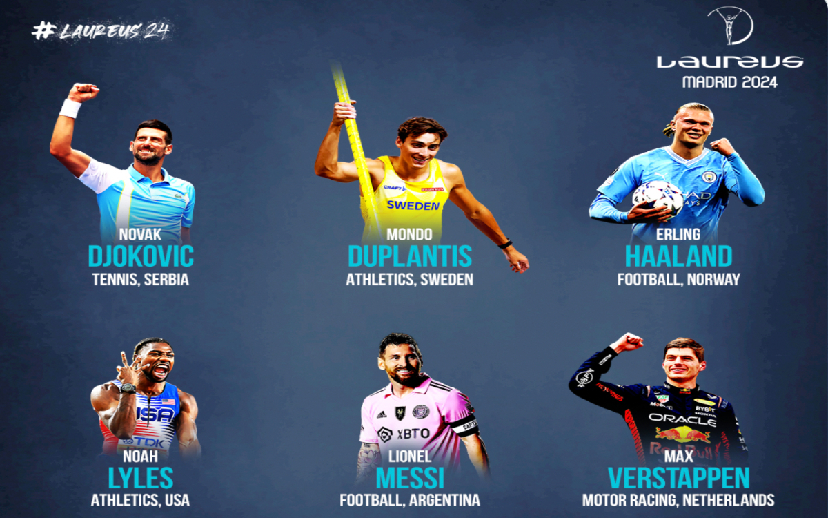 Premios Laureus: Djokovic, Duplantis, Messi, Caicedo, Lyles, entre los candidatos a Mejor Deportista del Año