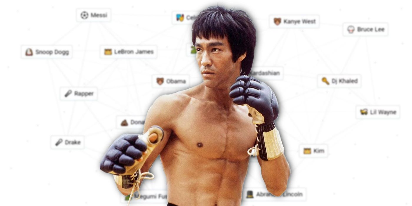 Bruce Lee con guantes de boxeo sobre un fondo de Infinite Craft