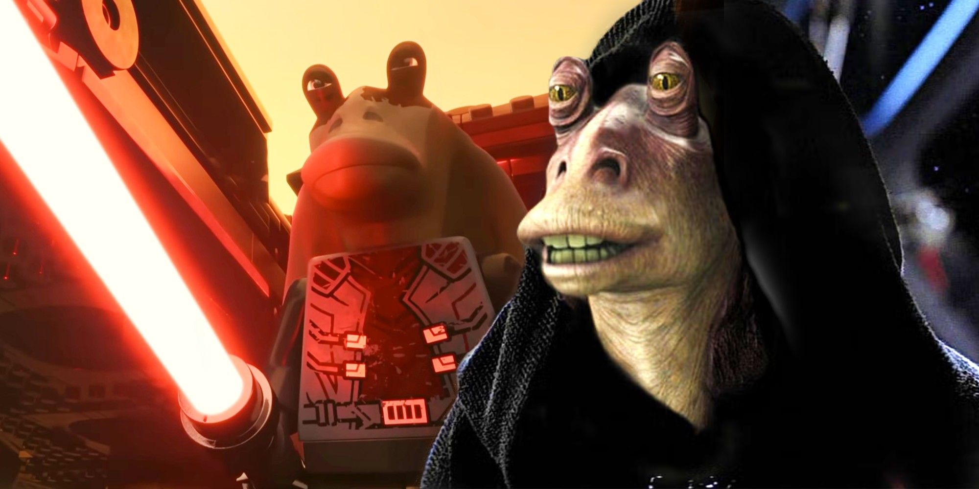 El viaje de Darth Jar Jar desde la teoría absurda de los fanáticos hasta el especial LEGO Disney Plus de Star Wars