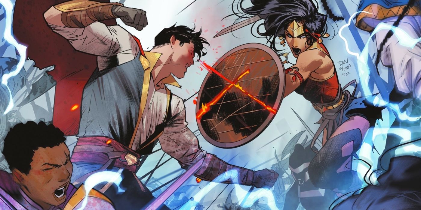 La portada de Dark Knights of Steel #9 de DC muestra a Superman y Wonder Woman peleando