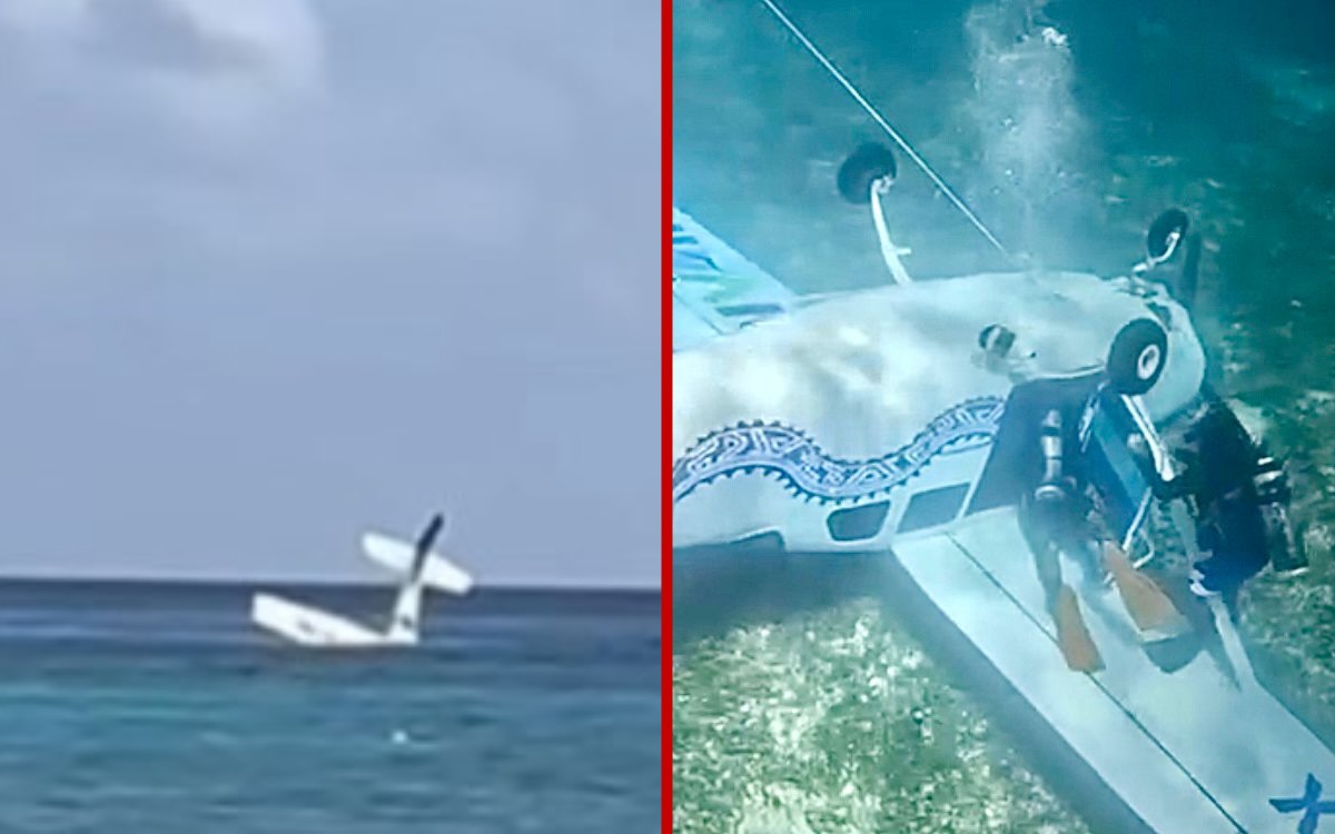 Avioneta se desploma en mar de Cozumel | Videos