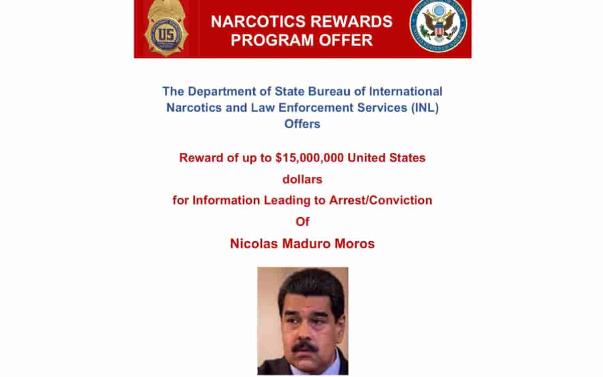 EU ofrece 15 mdd por la captura de Nicolás Maduro