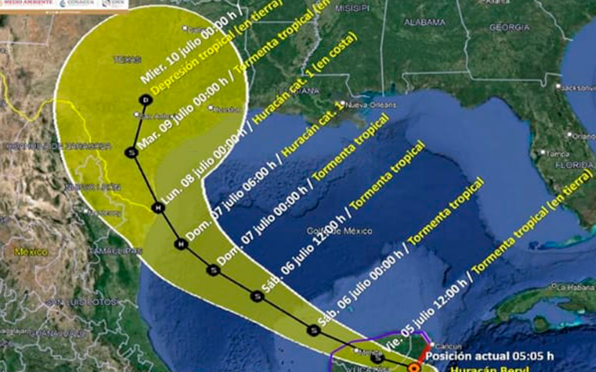 ¿A dónde se dirige el huracán Beryl tras su paso por México?