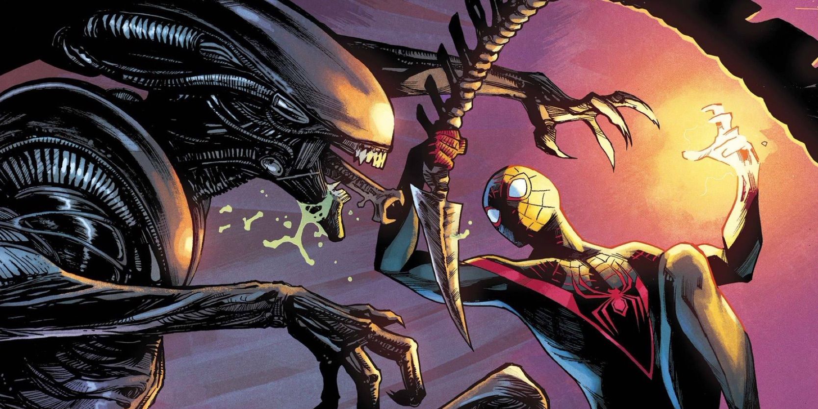 Miles Morales presenta el disfraz de Spider-Man más letal de todos los tiempos, hecho a partir de uno de los Facehuggers de Alien