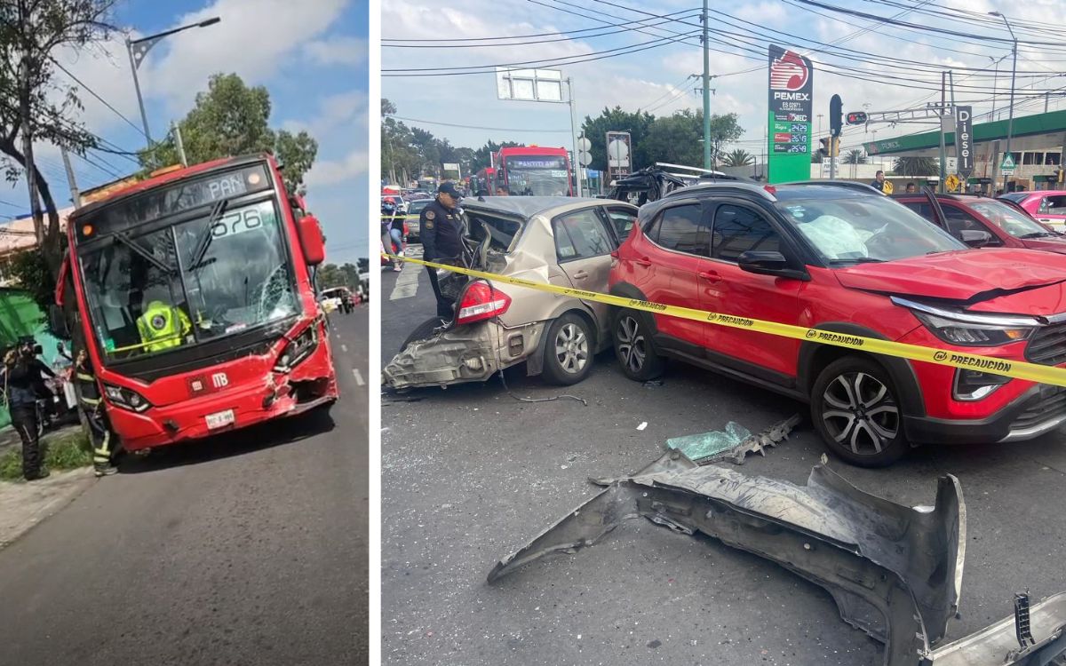 CDMX: Metrobús se queda sin frenos y ocasiona choque múltiple en Venustiano Carranza