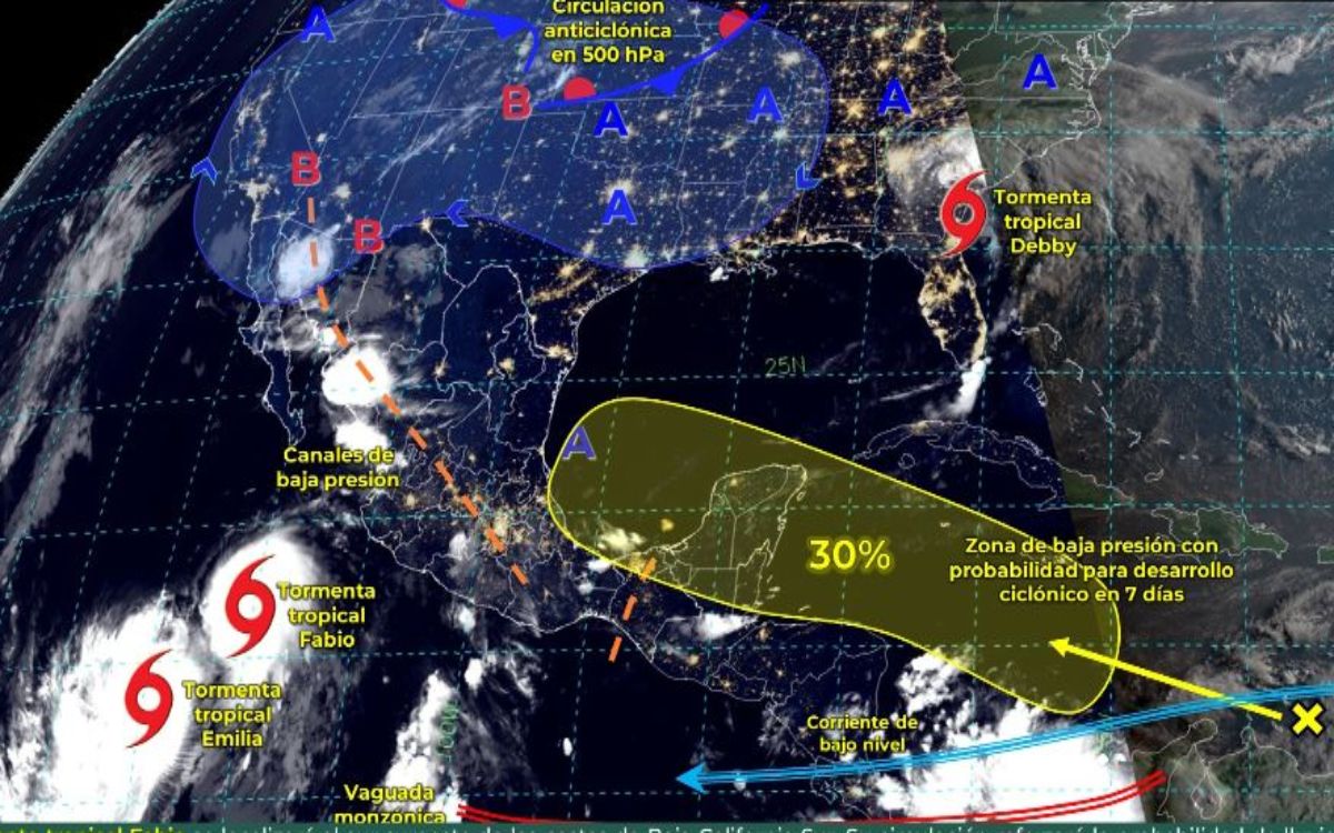 Estos estados tendrán lluvias intensas por Tormenta Tropical Fabio