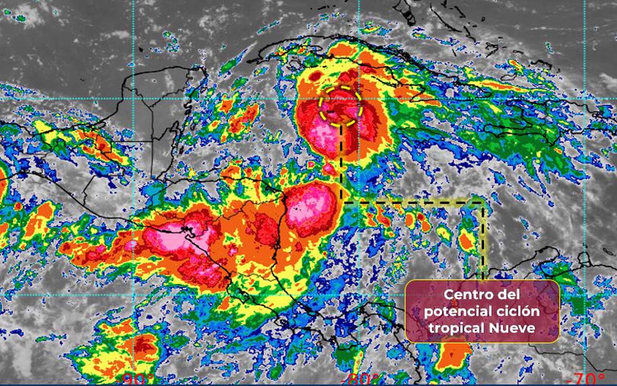 Potencial ciclón tropical nueve se aproxima a Quintana Roo