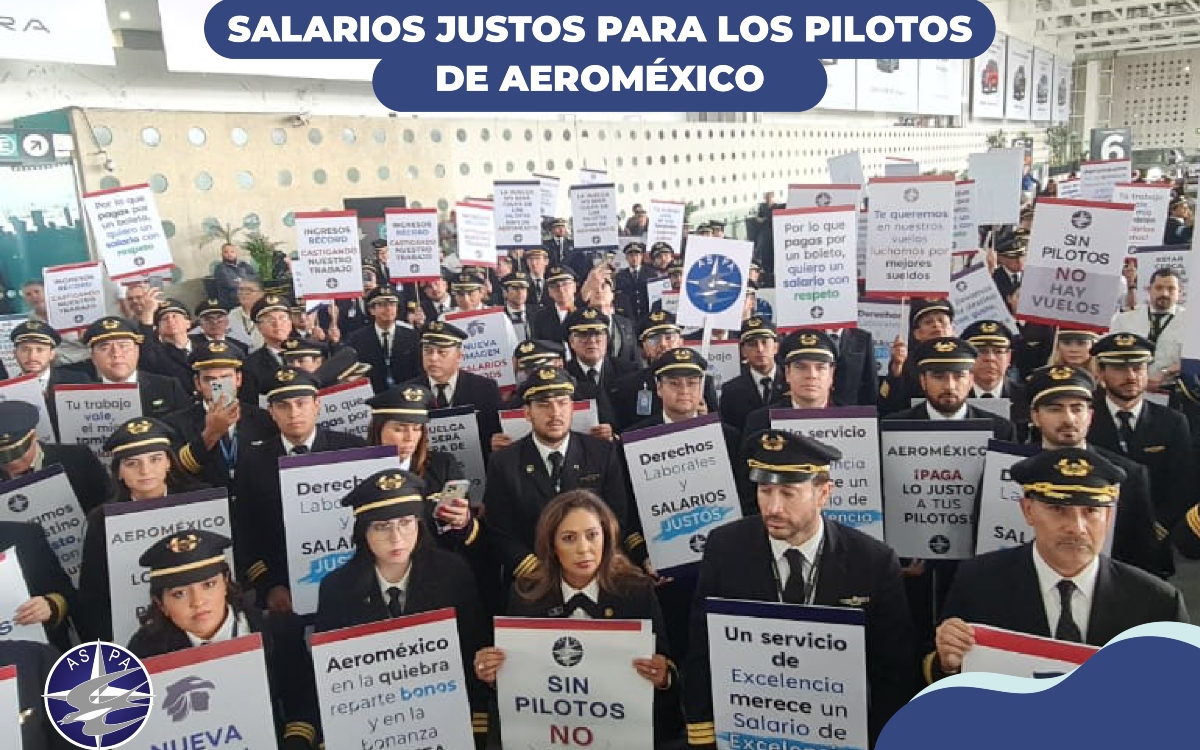 Protestan pilotos en AICM para exigir salario justo a Aeroméxico