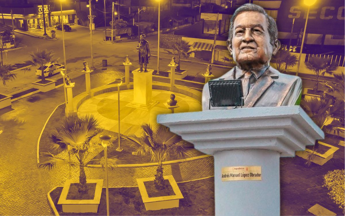 Inauguran busto de AMLO y plaza cívica 'Cuarta Transformación'