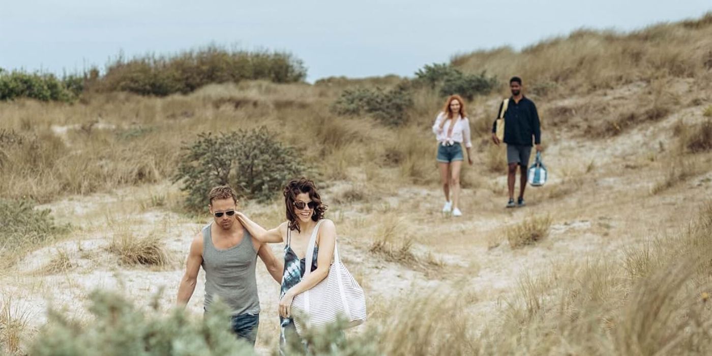 Danny, Evie, Pete y Becka van a la playa.