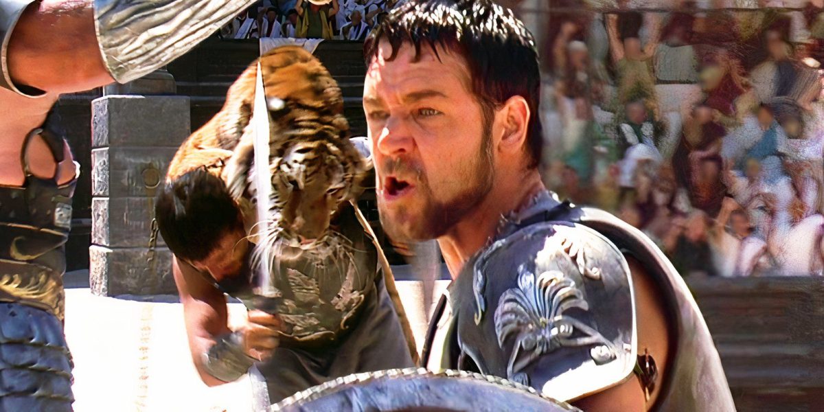 "Eso significa, 'Get of Me'": Ridley Scott resalta un detalle de gladiador cuando un tigre salta sobre el personaje de Russell Crowe