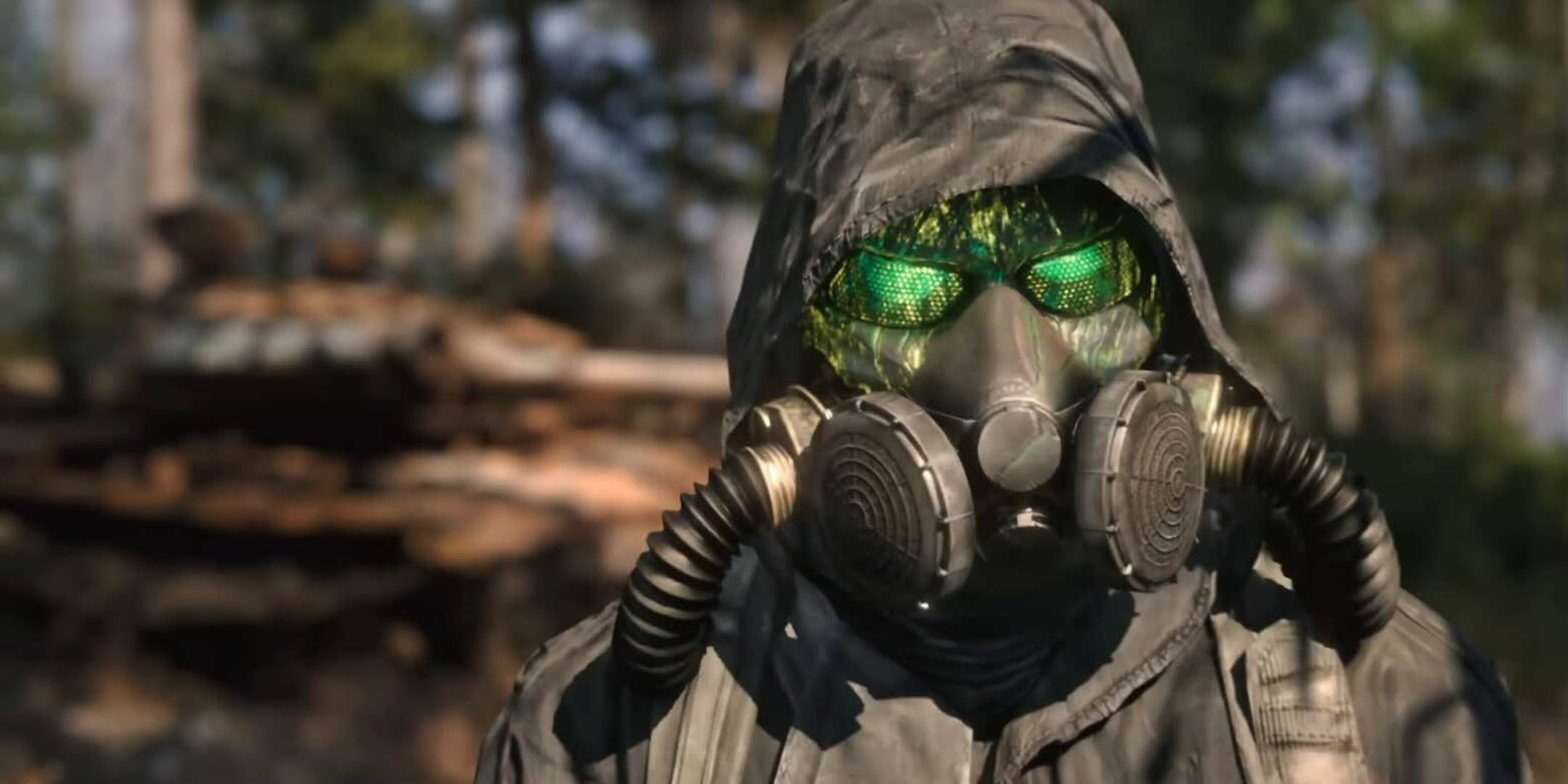 Chernobylite 2 villano con una máscara de gas.